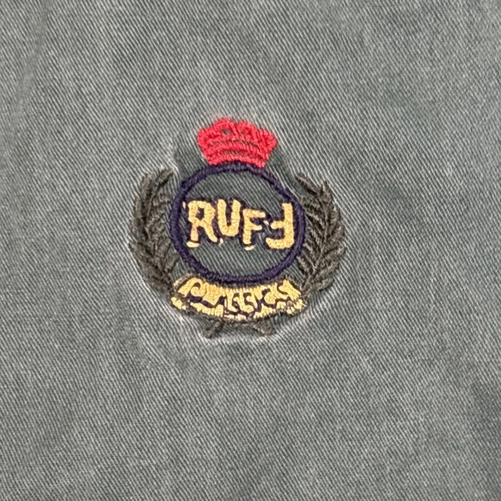 Vintage Ruff Hewn Shirt Mens XLarge‎ Multicolor Crest Logo Button Up 90s